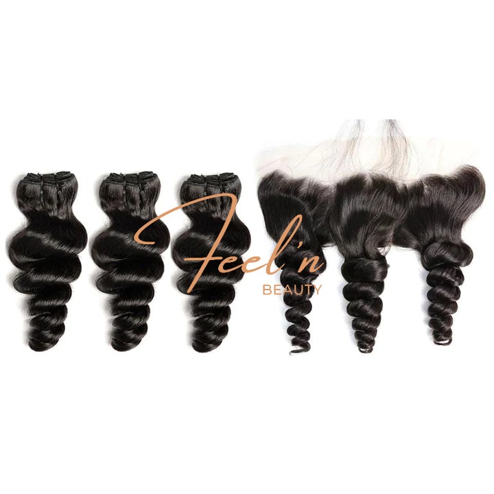 Lot 3 Tissages + Closure 4x4 ou Lace frontal 13x4 Cheveux Vierges Loose Virgin Loose Wave Hair (Brésilien 10A)--1 Lot 3 Tissages + Closure 4x4 ou Lace frontal 13x4 Cheveux Vierges Loose / Virgin Loose Wave Hair (Brésilien 10A) feelnbeauty.com