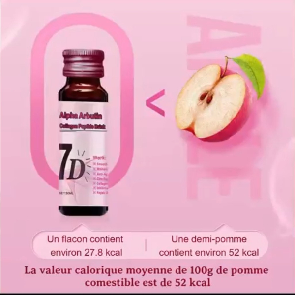 Boisson-Liquide-claircissante-7D-Haute-Valeur-Nutritionnelle-feelnbeauty Duozi - Chiselan - 7D - Alpha Arbutin Collagen Peptide à boire - 50ml X 8 flacons