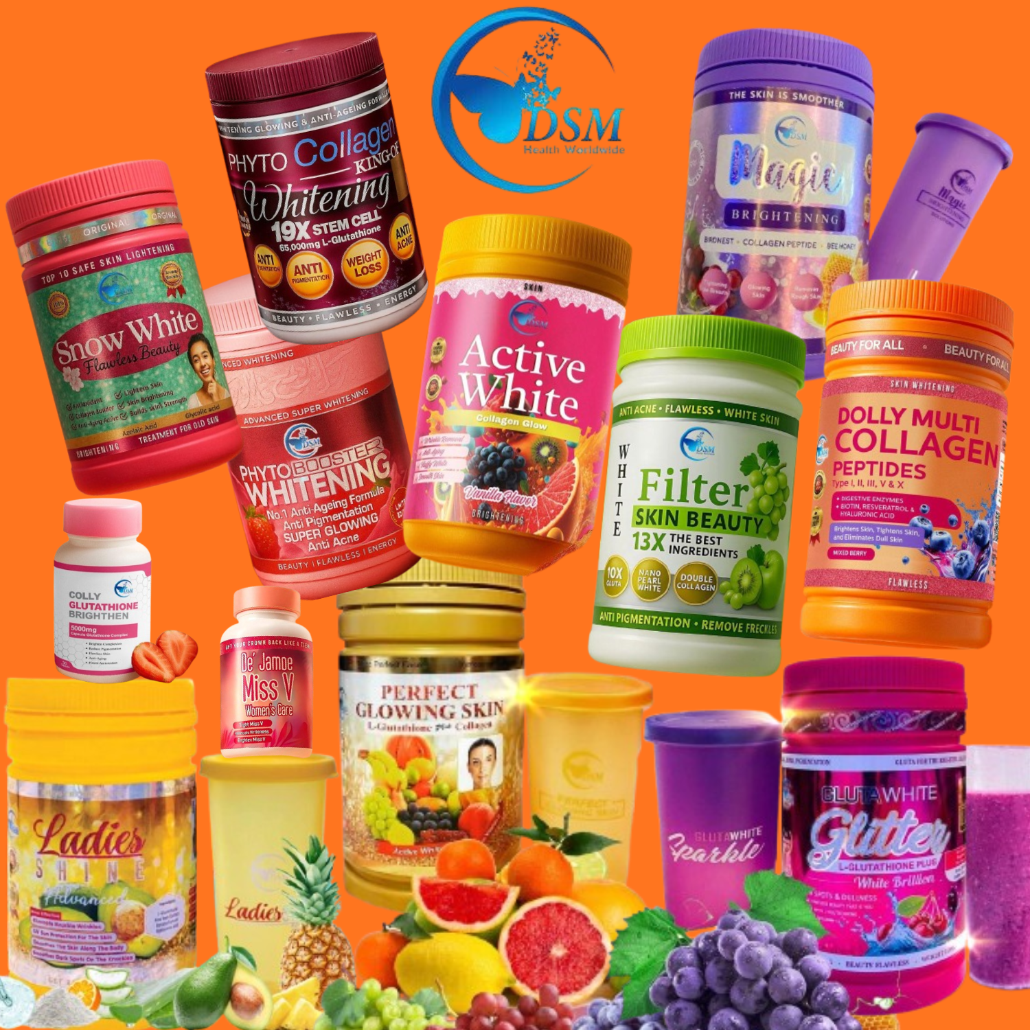 DSM - OFFRE PRO - 30 Pots de Compléments Alimentaires - Glutathion, Collagène, Eclaircissant - 13 Réfs au choix DSM - OFFRE PRO - 30 Pots de Compléments Alimentaires - Glutathion, Collagène, Eclaircissant - 13 Réfs au choix